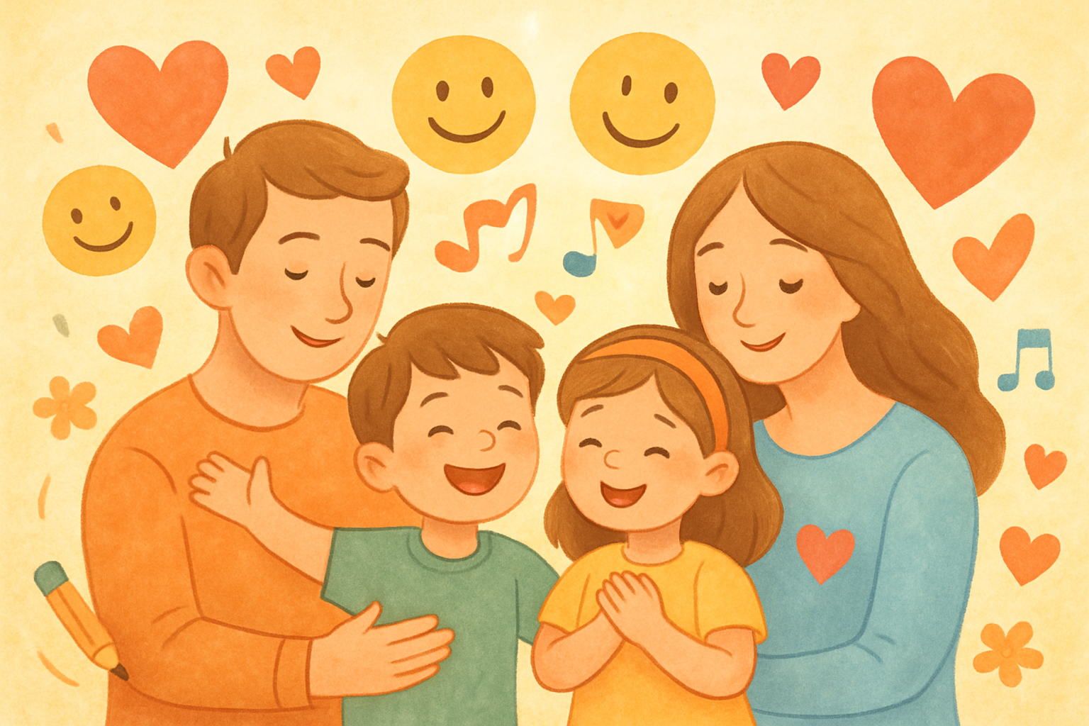 Familia feliz planificando vacaciones juntos - custodia compartida